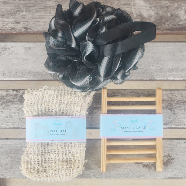 Soap Accesories Starter Pack-Sisal Bag, Soap Saver, Eco Sponge