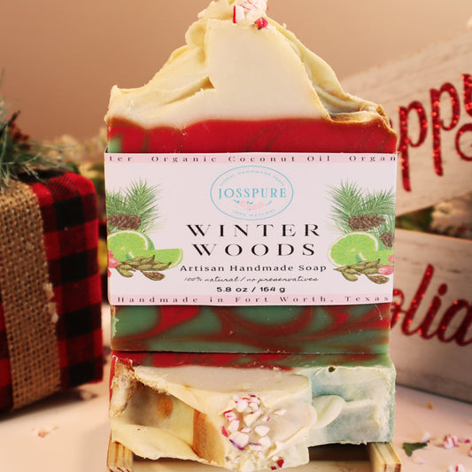 Winter Woods Handcrafted Soap Bar; winter woods Christmas tree handcrafted soap