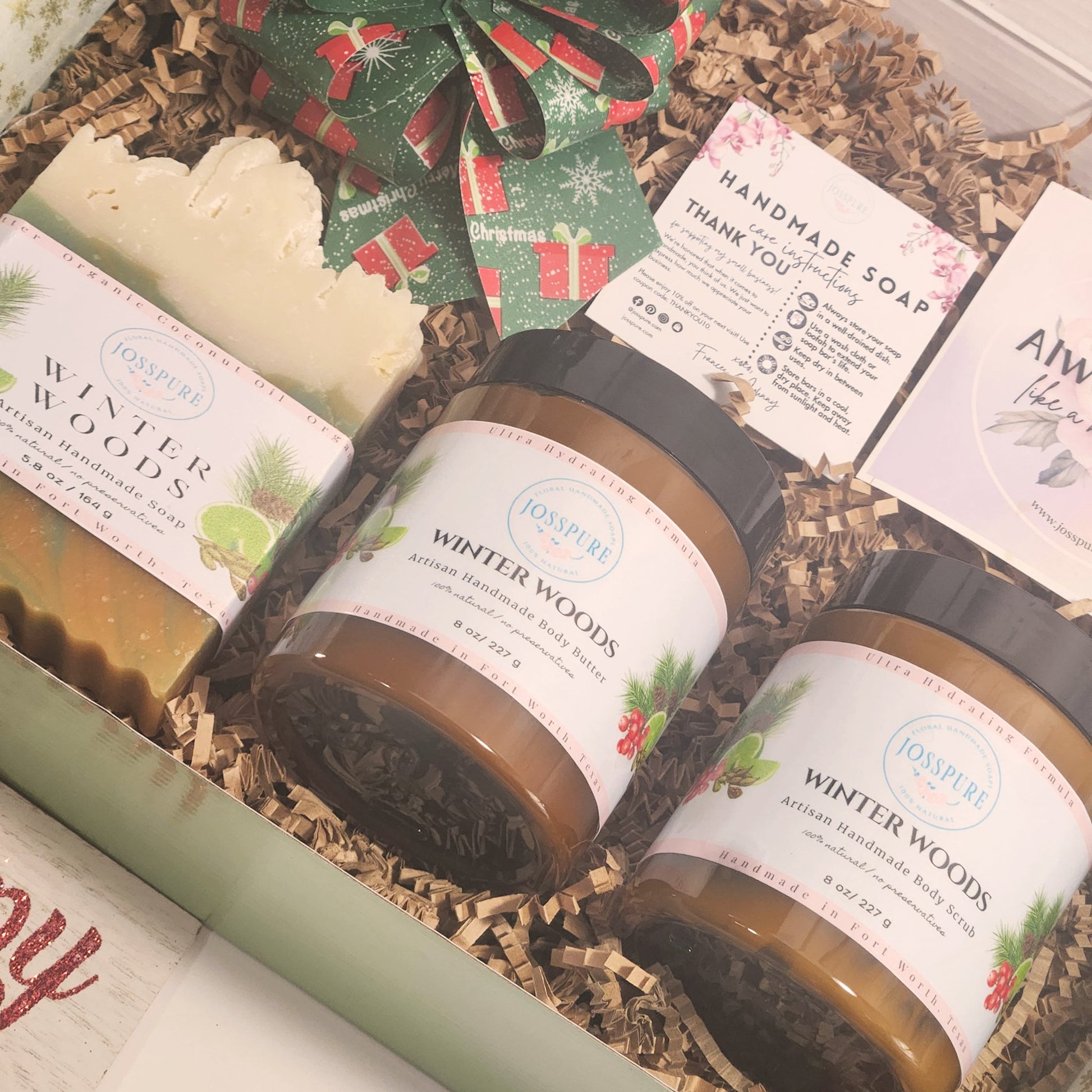 Winter Woods Holiday Deluxe Gift Set; Pine Lime Cardamom Holiday Handcrafted Gift Set