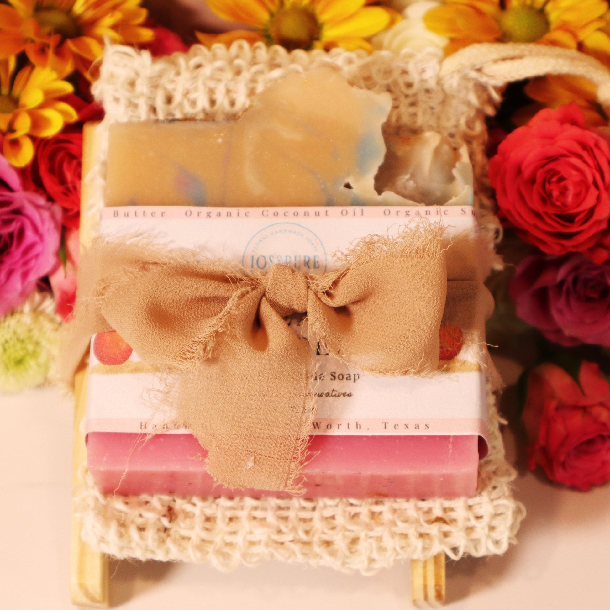 Women's Handcrafted Soap Bar Gift Set- Handcrafted Soap Bar Gift Set With Soap Saver & Sisal Bag - JOSSPURE