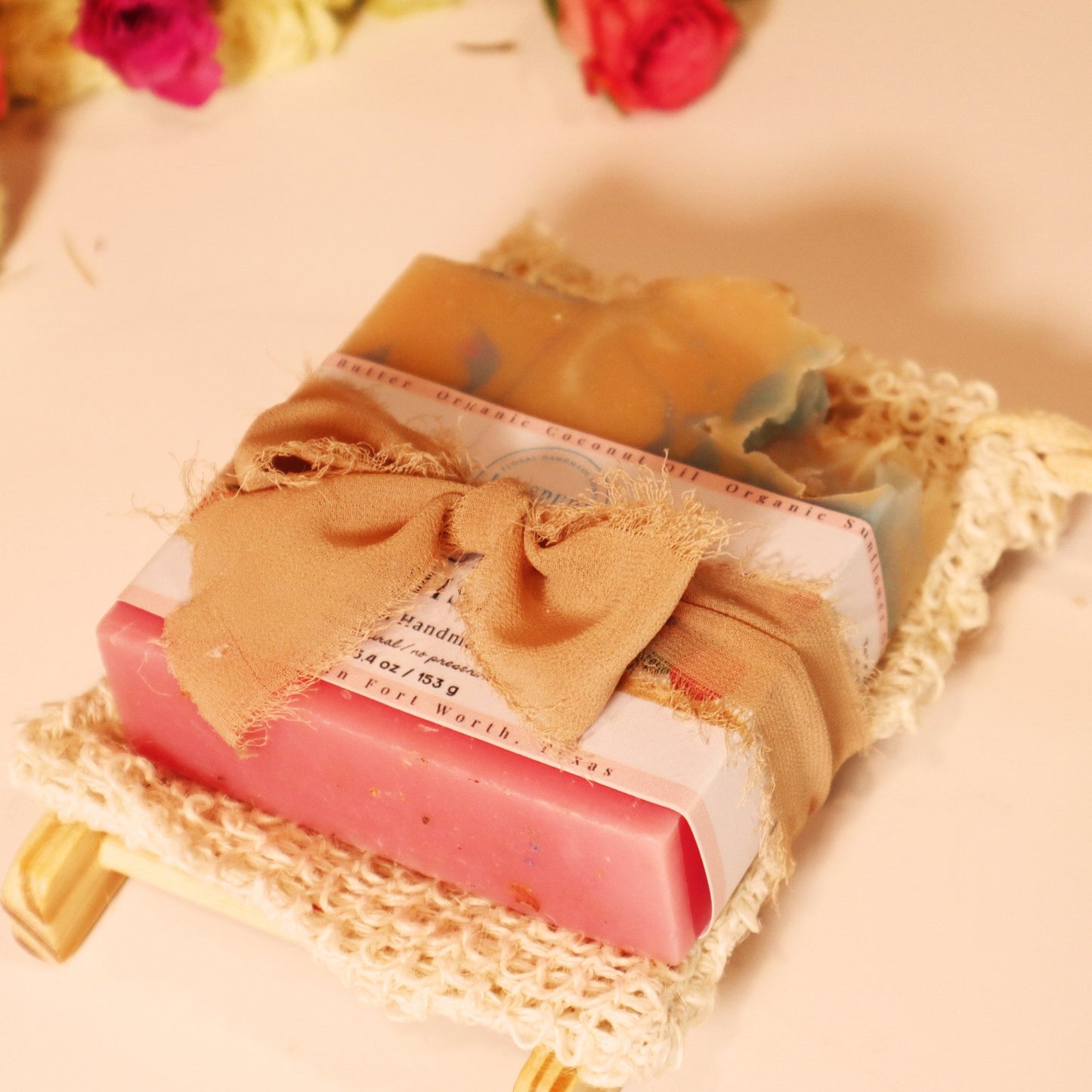 Women's Handcrafted Soap Bar Gift Set- Handcrafted Soap Bar Gift Set With Soap Saver & Sisal Bag - JOSSPURE